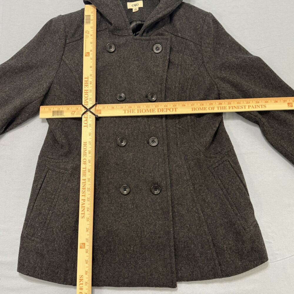 Cato Black Wool Blend Pea Coat Womens Double Breasted Warm Winter Jacket Classic - Picture 5 of 16